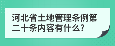 河北省土地管理?xiàng)l例第二十條內(nèi)容有什么?