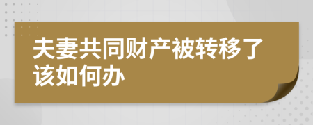 夫妻共同財產(chǎn)被轉(zhuǎn)移了該如何辦
