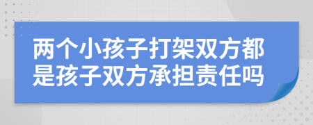 兩個小孩子打架雙方都是孩子雙方承擔(dān)責(zé)任嗎