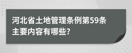 河北省土地管理?xiàng)l例第59條主要內(nèi)容有哪些?