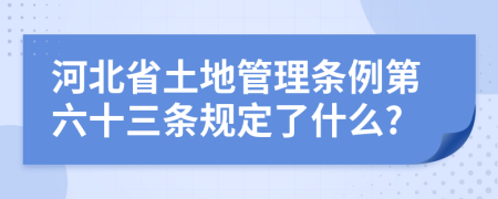 河北省土地管理?xiàng)l例第六十三條規(guī)定了什么?