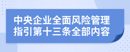中央企業(yè)全面風(fēng)險(xiǎn)管理指引第十三條全部?jī)?nèi)容