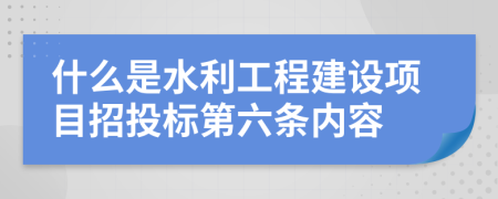 什么是水利工程建設(shè)項(xiàng)目招投標(biāo)第六條內(nèi)容
