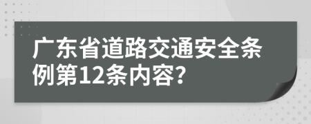 廣東省道路交通安全條例第12條內(nèi)容？