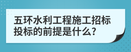 五環(huán)水利工程施工招標(biāo)投標(biāo)的前提是什么?