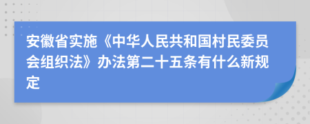 安徽省實施《中華人民共和國村民委員會組織法》辦法第二十五條有什么新規(guī)定
