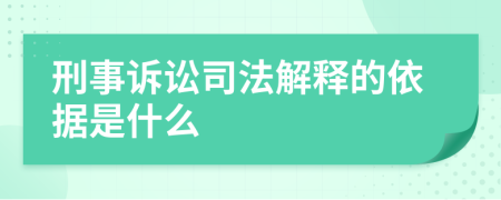 刑事訴訟司法解釋的依據是什么