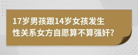 17歲男孩跟14歲女孩發(fā)生性關(guān)系女方自愿算不算強(qiáng)奸？