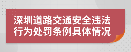 深圳道路交通安全違法行為處罰條例具體情況