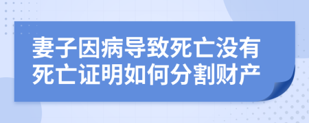 妻子因病導(dǎo)致死亡沒(méi)有死亡證明如何分割財(cái)產(chǎn)