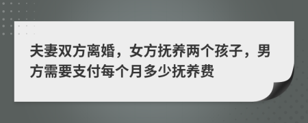 夫妻雙方離婚，女方撫養(yǎng)兩個(gè)孩子，男方需要支付每個(gè)月多少撫養(yǎng)費(fèi)