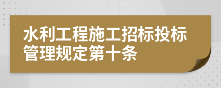 水利工程施工招標投標管理規(guī)定第十條