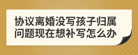 協(xié)議離婚沒寫孩子歸屬問題現(xiàn)在想補寫怎么辦