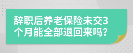 辭職后養(yǎng)老保險(xiǎn)未交3個(gè)月能全部退回來(lái)嗎？