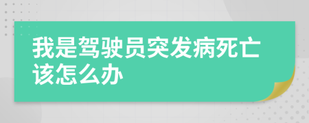 我是駕駛員突發(fā)病死亡該怎么辦