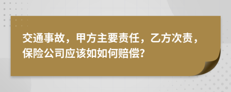 交通事故，甲方主要責(zé)任，乙方次責(zé)，保險(xiǎn)公司應(yīng)該如如何賠償？