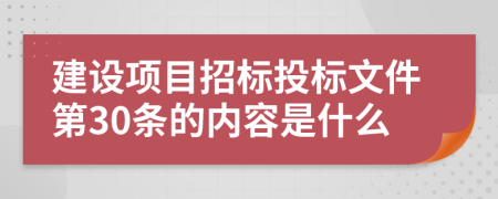 建設(shè)項(xiàng)目招標(biāo)投標(biāo)文件第30條的內(nèi)容是什么