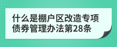 什么是棚戶區(qū)改造專項債券管理辦法第28條