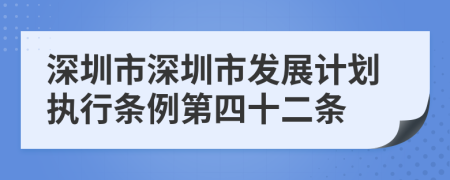 深圳市深圳市發(fā)展計劃執(zhí)行條例第四十二條