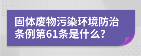 固體廢物污染環(huán)境防治條例第61條是什么？