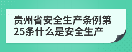 貴州省安全生產(chǎn)條例第25條什么是安全生產(chǎn)