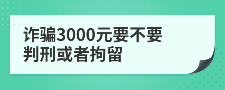 詐騙3000元要不要判刑或者拘留