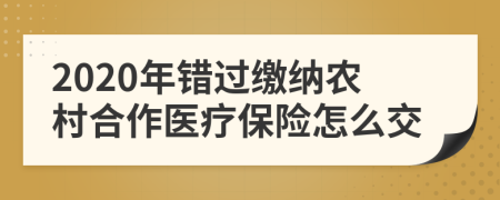 2020年錯(cuò)過繳納農(nóng)村合作醫(yī)療保險(xiǎn)怎么交