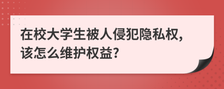 在校大學(xué)生被人侵犯隱私權(quán),該怎么維護(hù)權(quán)益?