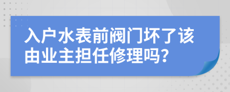 入戶水表前閥門壞了該由業(yè)主擔(dān)任修理嗎？