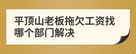 平頂山老板拖欠工資找哪個部門解決