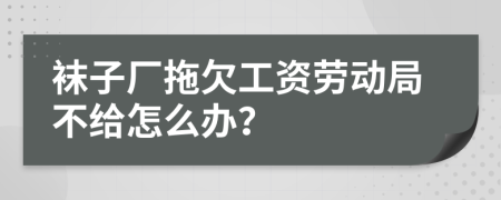 襪子廠拖欠工資勞動(dòng)局不給怎么辦？
