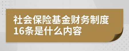 社會(huì)保險(xiǎn)基金財(cái)務(wù)制度16條是什么內(nèi)容