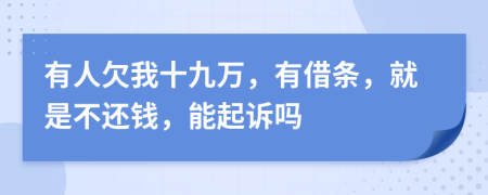 有人欠我十九萬，有借條，就是不還錢，能起訴嗎