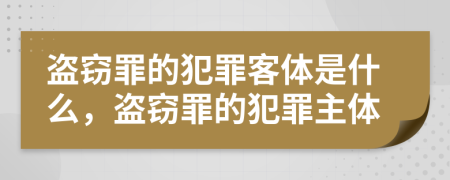 盜竊罪的犯罪客體是什么，盜竊罪的犯罪主體