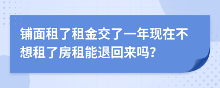鋪面租了租金交了一年現(xiàn)在不想租了房租能退回來(lái)嗎？