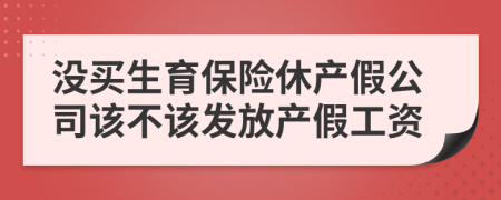 沒買生育保險休產假公司該不該發(fā)放產假工資