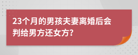 23個(gè)月的男孩夫妻離婚后會(huì)判給男方還女方？