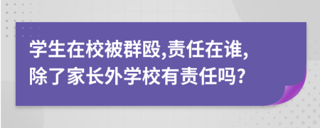 學(xué)生在校被群毆,責(zé)任在誰,除了家長外學(xué)校有責(zé)任嗎?