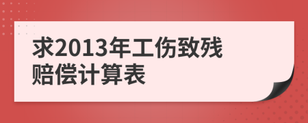 求2013年工傷致殘賠償計(jì)算表