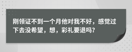 剛領證不到一個月他對我不好，感覺過下去沒希望，想，彩禮要退嗎？