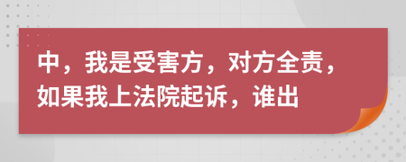 中，我是受害方，對方全責(zé)，如果我上法院起訴，誰出