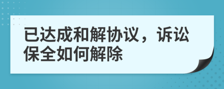 已達成和解協(xié)議，訴訟保全如何解除