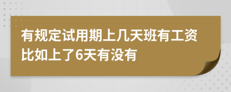 有規(guī)定試用期上幾天班有工資比如上了6天有沒有