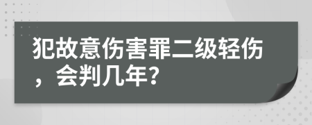犯故意傷害罪二級輕傷，會判幾年？