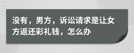沒有，男方，訴訟請(qǐng)求是讓女方返還彩禮錢，怎么辦