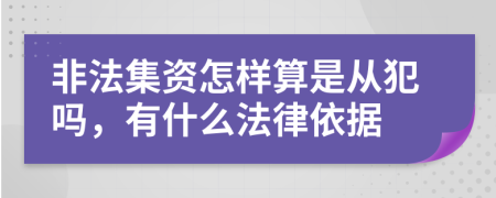 非法集資怎樣算是從犯嗎，有什么法律依據(jù)