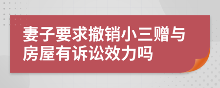 妻子要求撤銷小三贈(zèng)與房屋有訴訟效力嗎