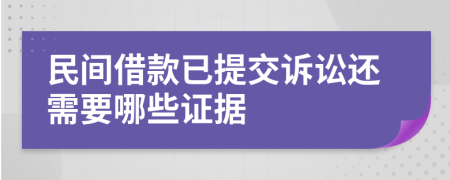 民間借款已提交訴訟還需要哪些證據(jù)