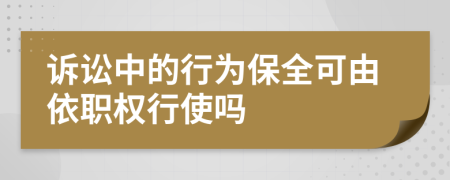 訴訟中的行為保全可由依職權(quán)行使嗎