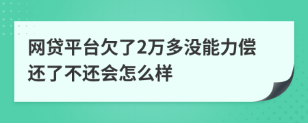網(wǎng)貸平臺欠了2萬多沒能力償還了不還會怎么樣